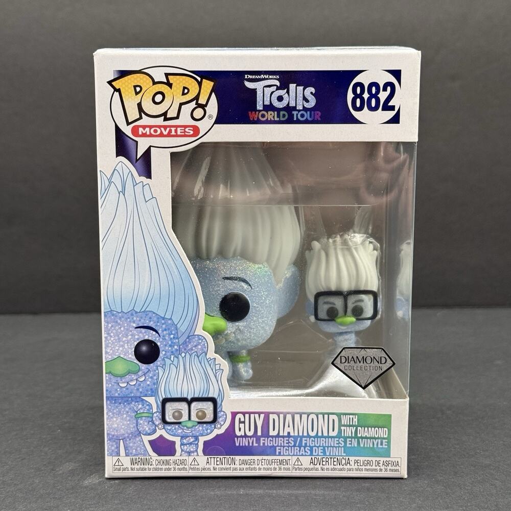 Funko Pop! Movies Trolls World Tour Guy Diamond Tiny #882 Diamond Collection